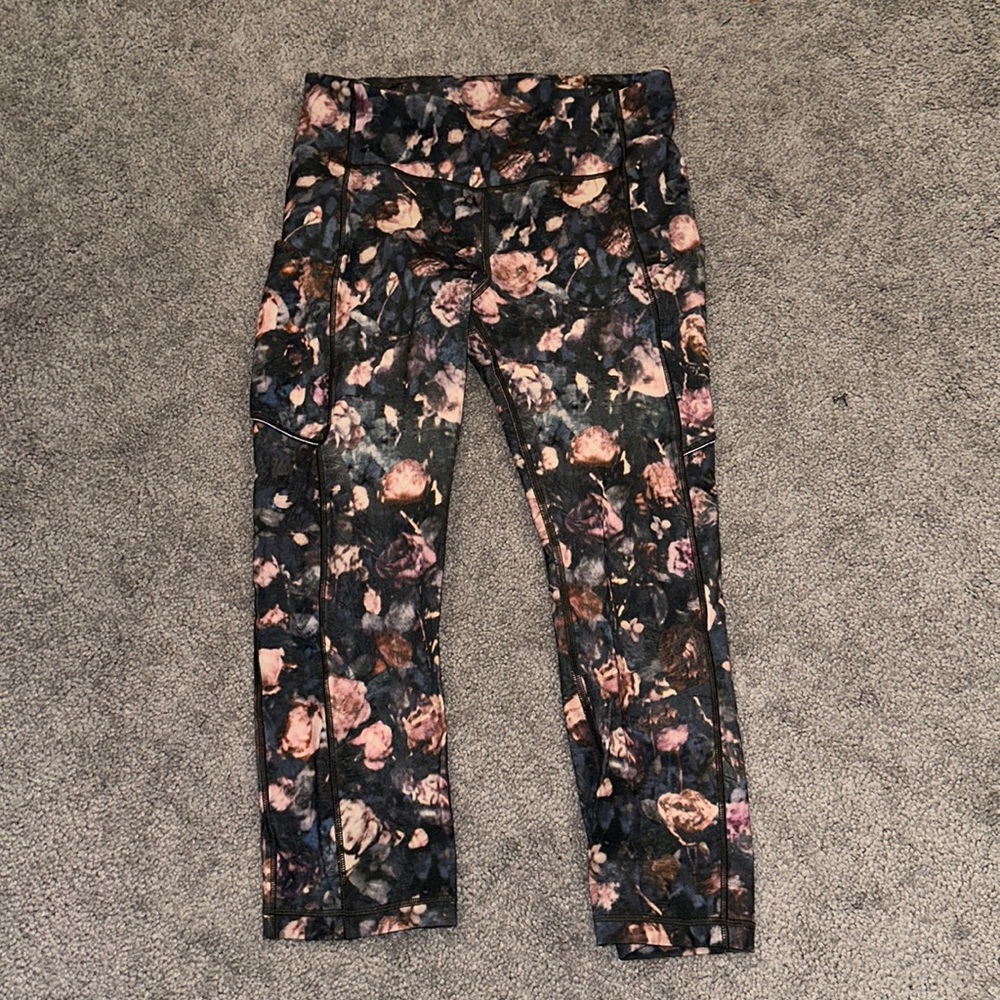 Lululemon Floral High rise fast and free Crop Leggings